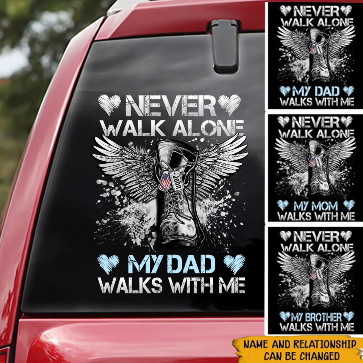 Never Walk Alone My Angel Walks With Me Memorial Custom Decal