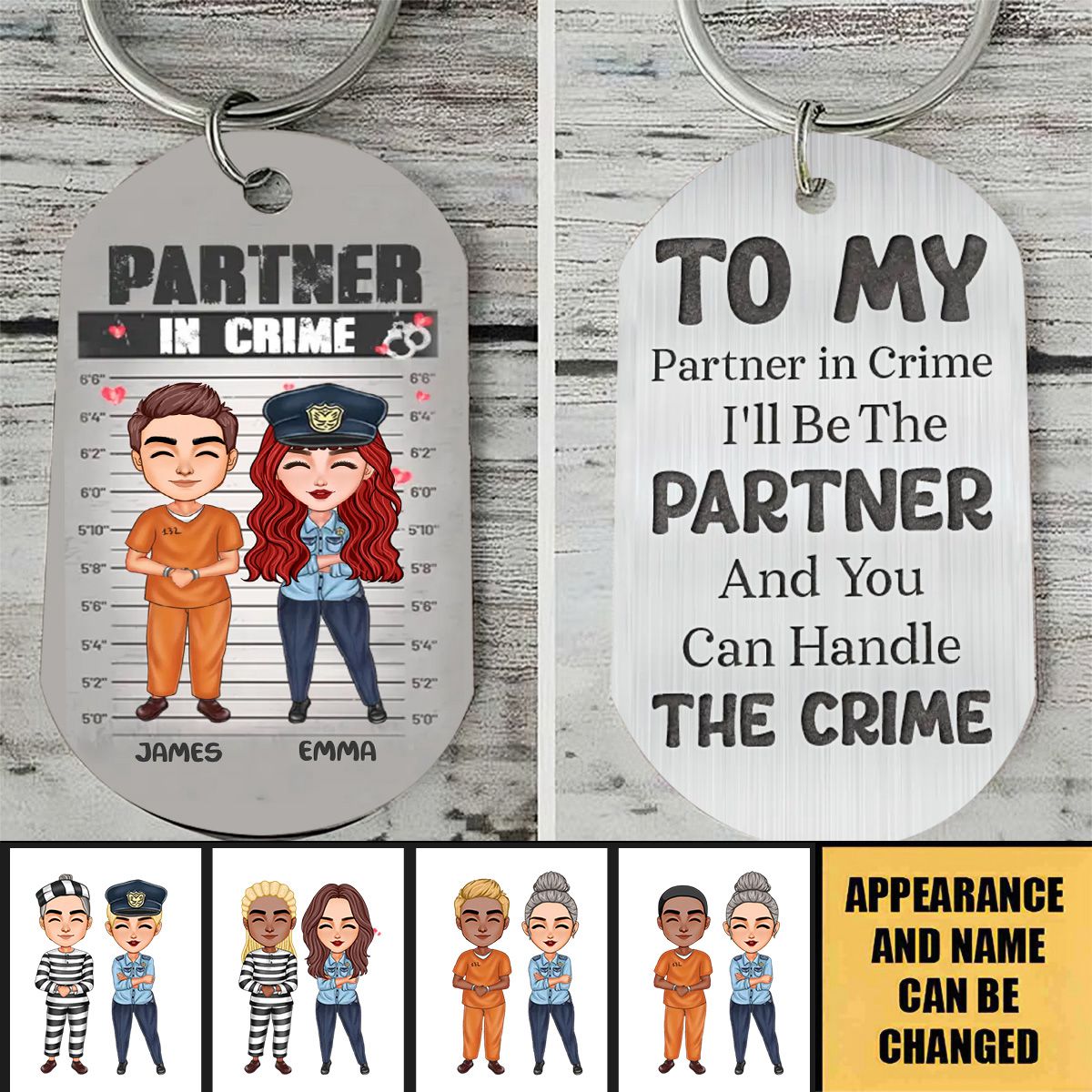 Personalized Couple Partners In Crime Stainless Steel Keychain - Gift Idea For Couple/ Him/ Her - You Stole My Heart & I'll Let You Keep It