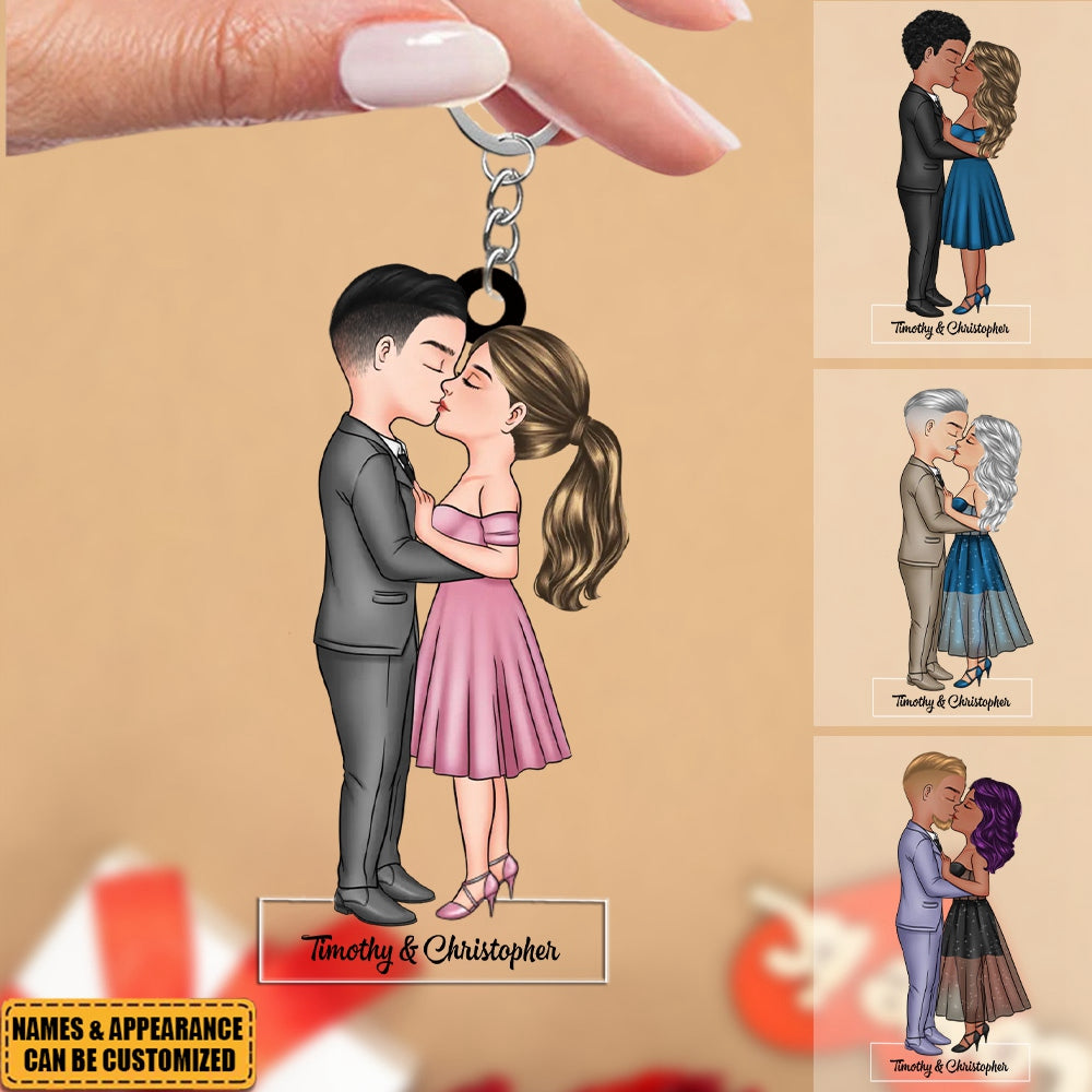 Kissing Couple - Custom Acrylic Keychain, Valentine's Day Gift For Couple