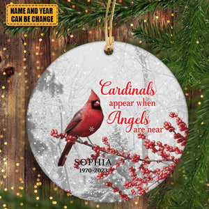 Cardinal Appear When Angels Are Near - Personalized Ceramic Ornament - Memorial Gift