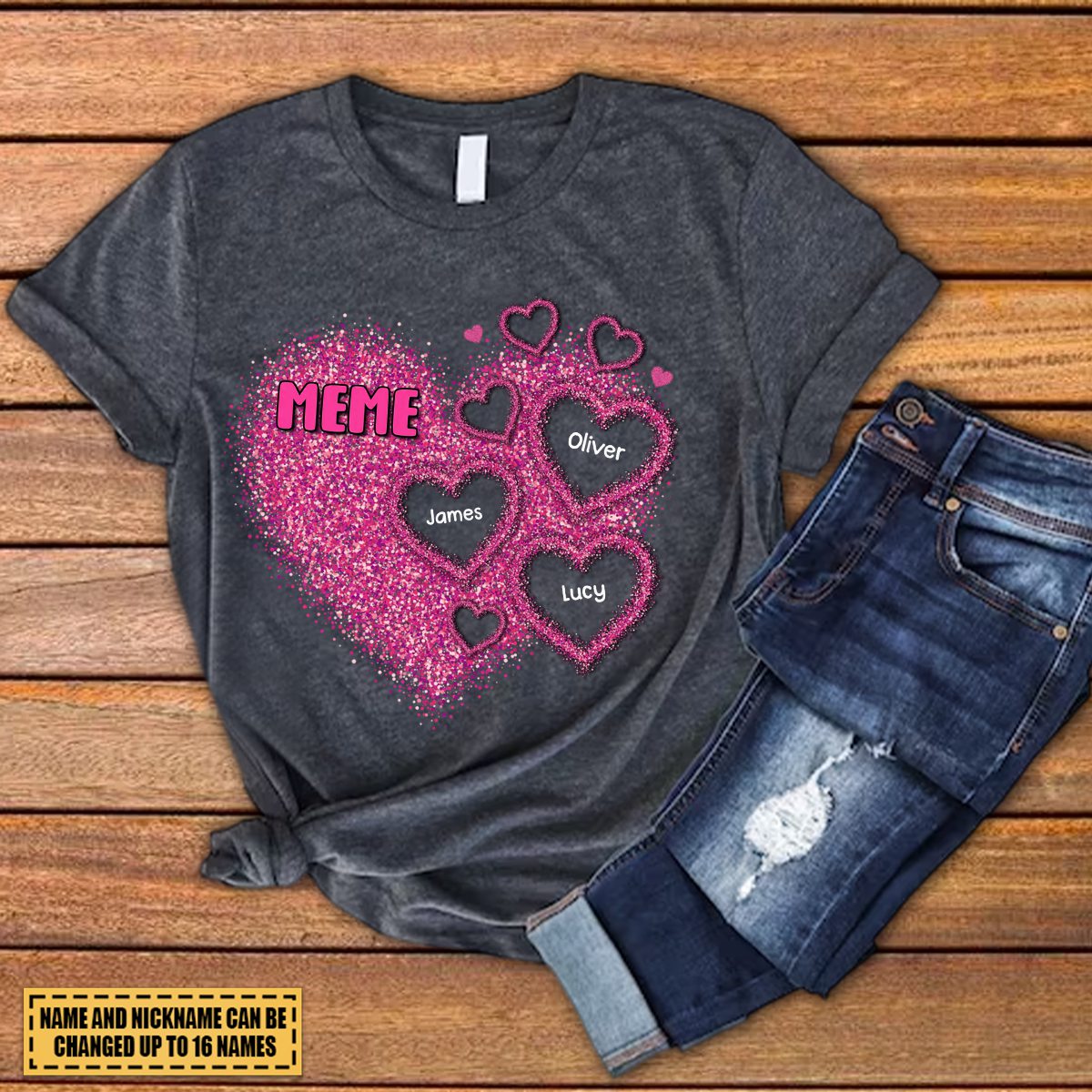 Sparkling Heart Grandma Cute Shirt - Personalized Shirt