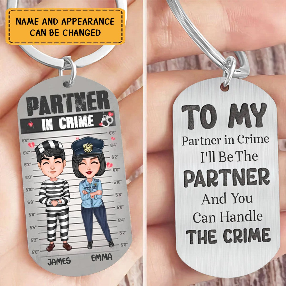 Personalized Couple Partners In Crime Stainless Steel Keychain - Gift Idea For Couple/ Him/ Her - You Stole My Heart & I'll Let You Keep It