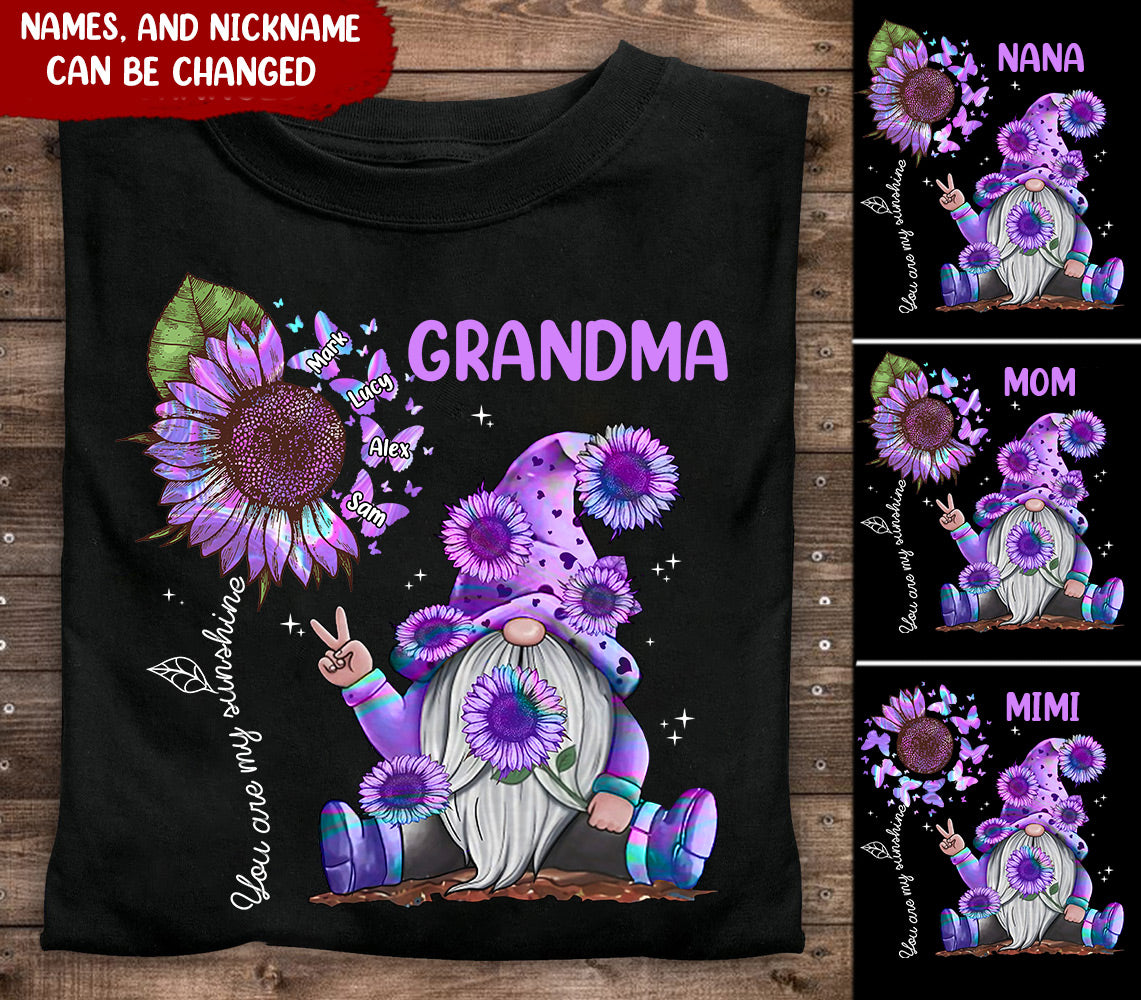 Hologram Sunflower Grandma- Mom You Are My Sunshine Nana, Mother's Day Personalized T-shirt