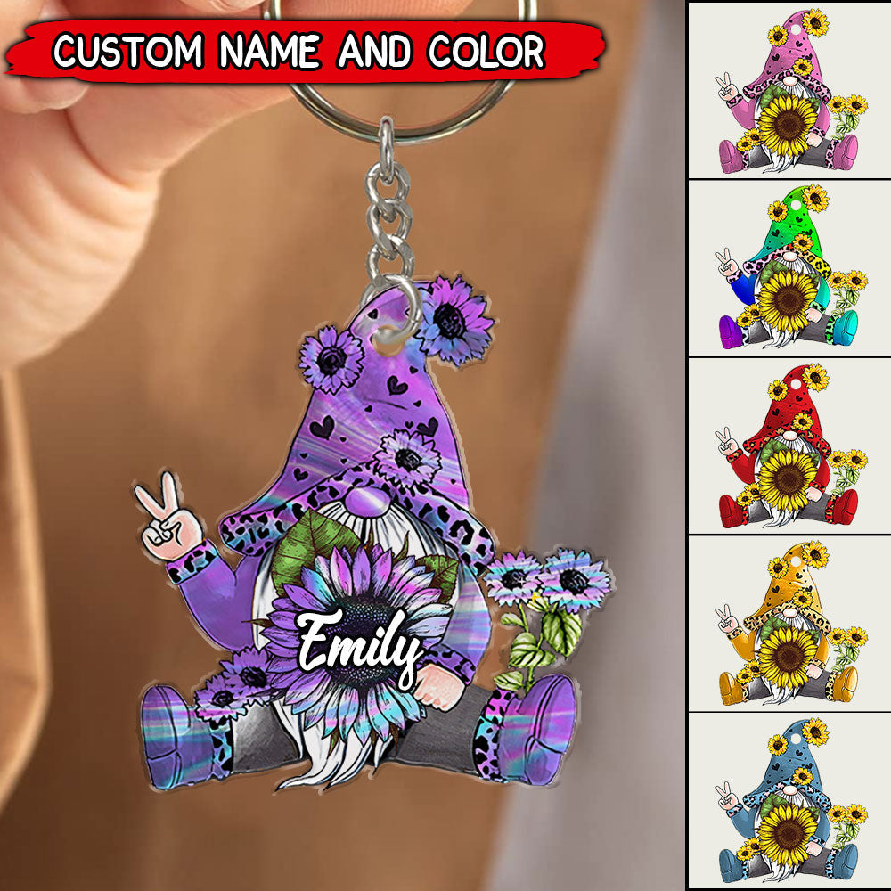 Colorful Sunflower Doll Custom Name Personalized Acrylic Keychain