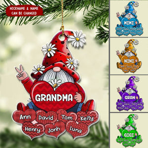 Colorful Grandma- Mom Doll Loves Sweet Heart Kids, Mother's Day Personalized Acrylic Ornament