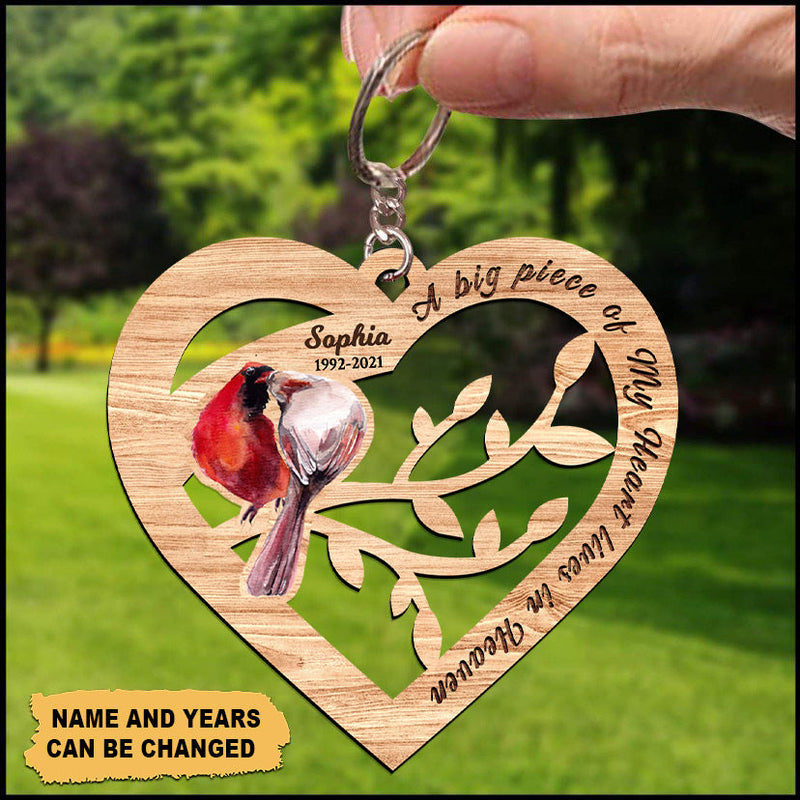 A Big Piece Of My Heart Lives In Heaven Cardinal Personalized Acrylic Keychain