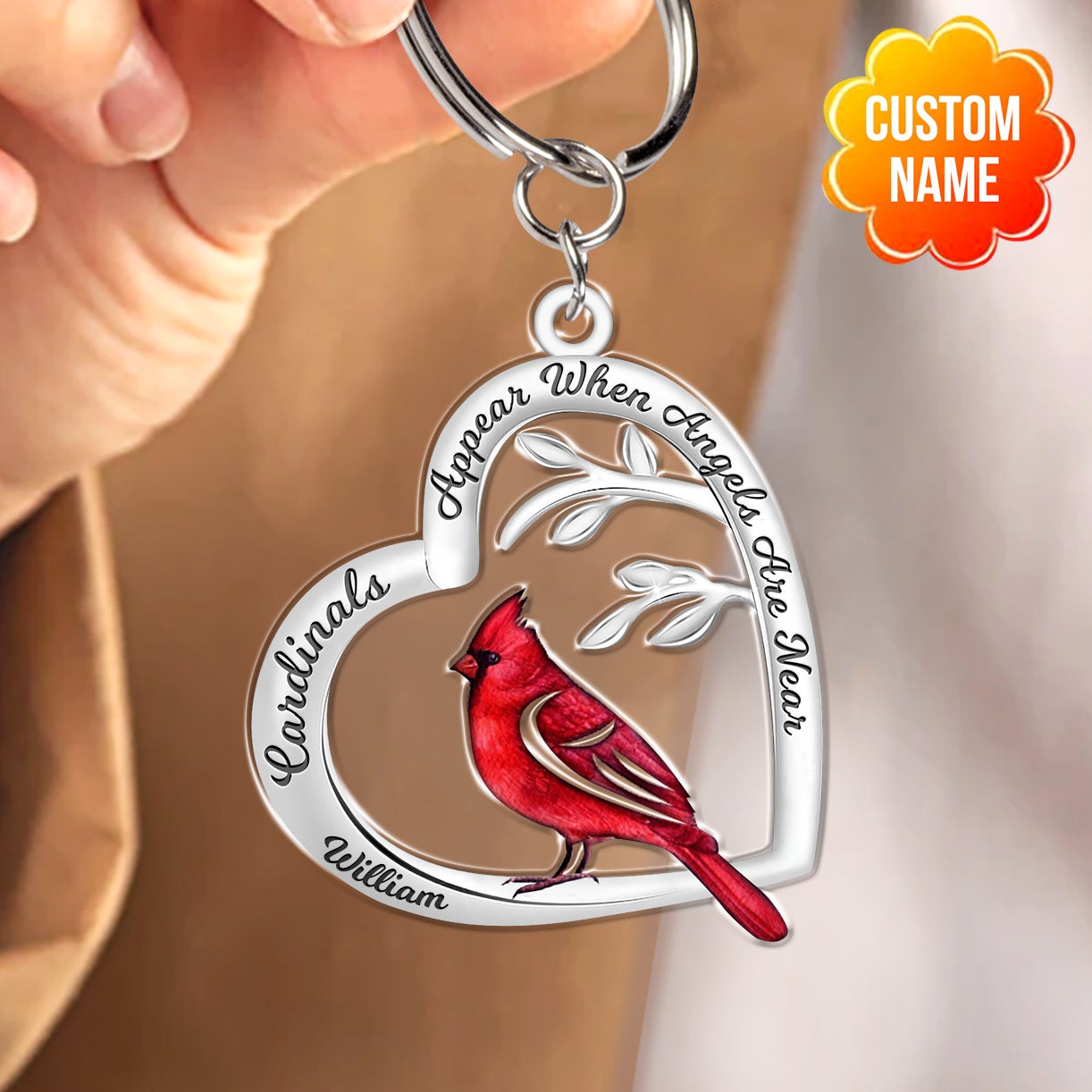 Cardinals Appear When Angels Are Near Memorial Personalized Keychain