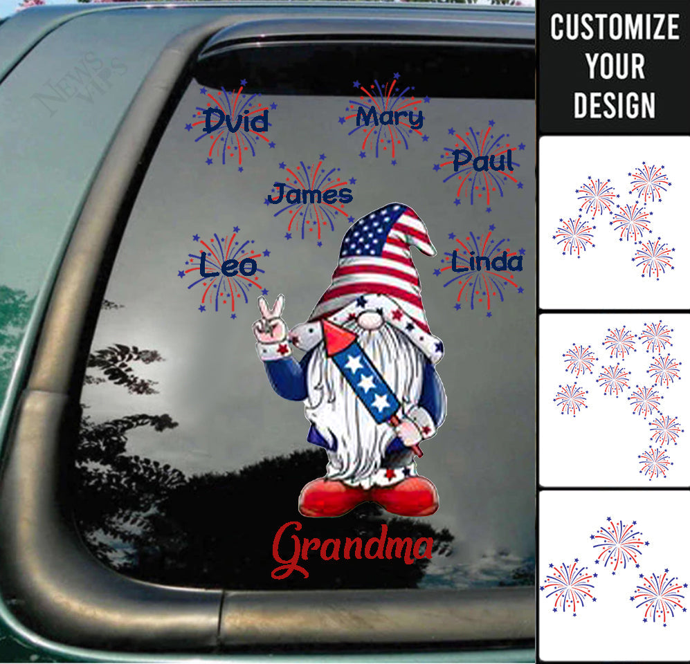 Grandma/Mom Dwarf Firecracker Grandkids Independence Day Personalized Decal