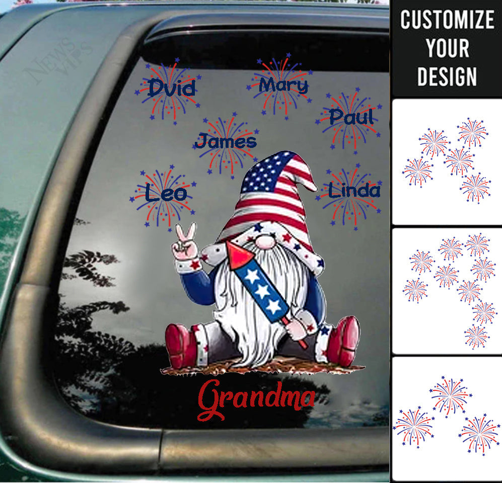 Grandma Dwarf Firecracker Grandkids Independence Day Personalized Decal