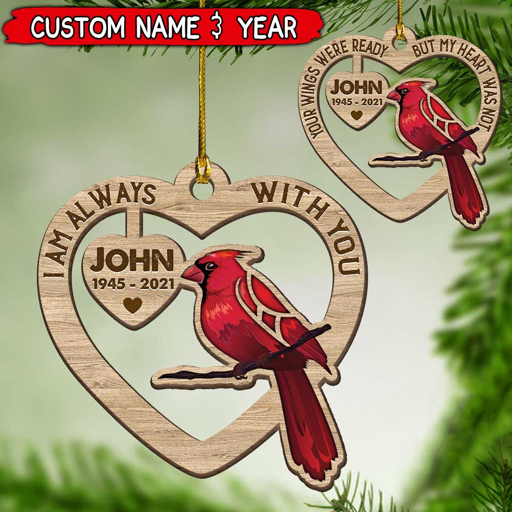 Cardinal Custom Name & Date Family Loss Christmas Memorial Gift Wood Shape Ornament