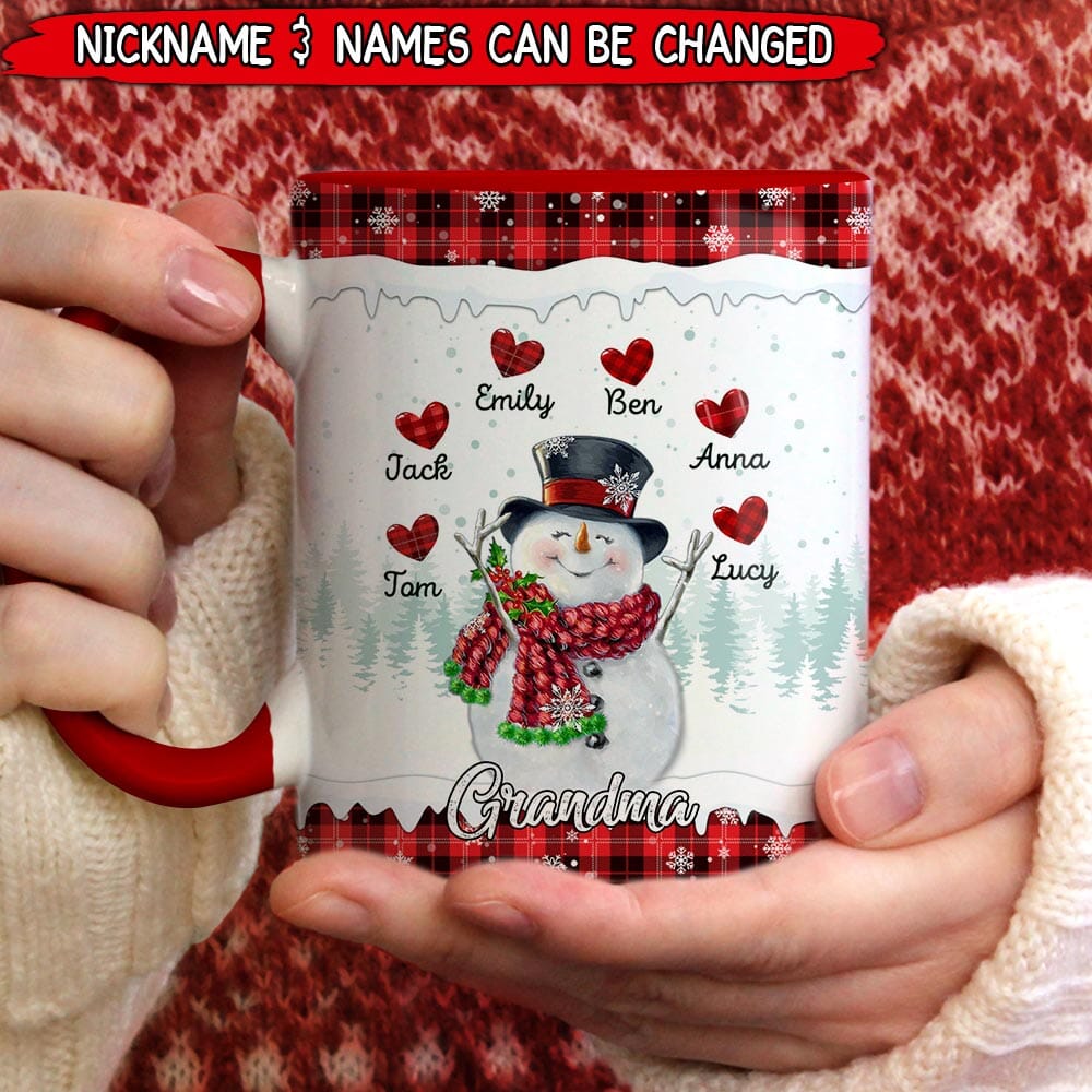 Christmas Happy Snowman Nana Mom Sweet Heart Kids Personalized Mug