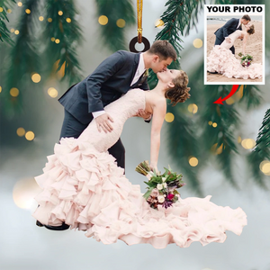 Christmas Gifts For Couple - Personalized Photo Mica Ornament - From Our First Kiss Till Our Last Breath