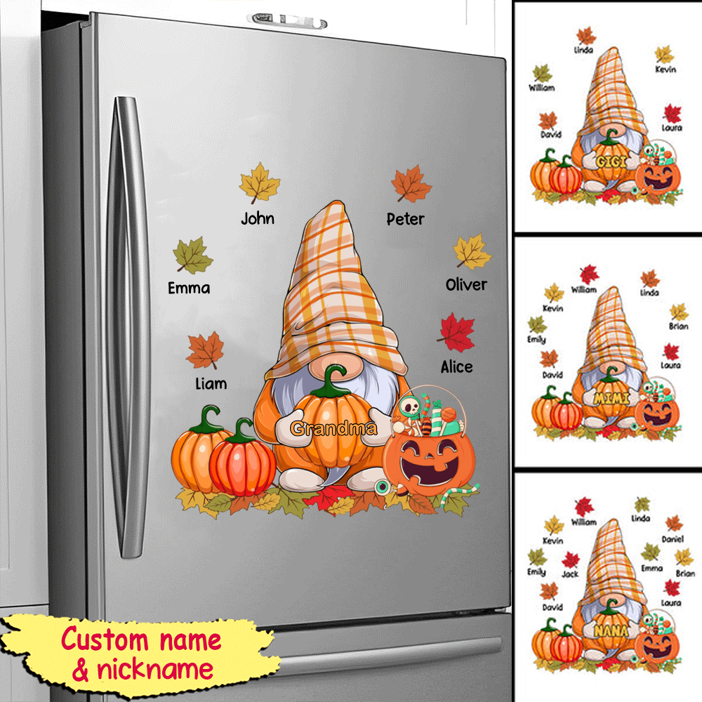 Personalized Fall Nana With Kids Name Pumpkin Draft Decal