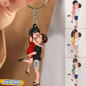 Summer Doll Couple Kissing Hugging  Personalized Keychain