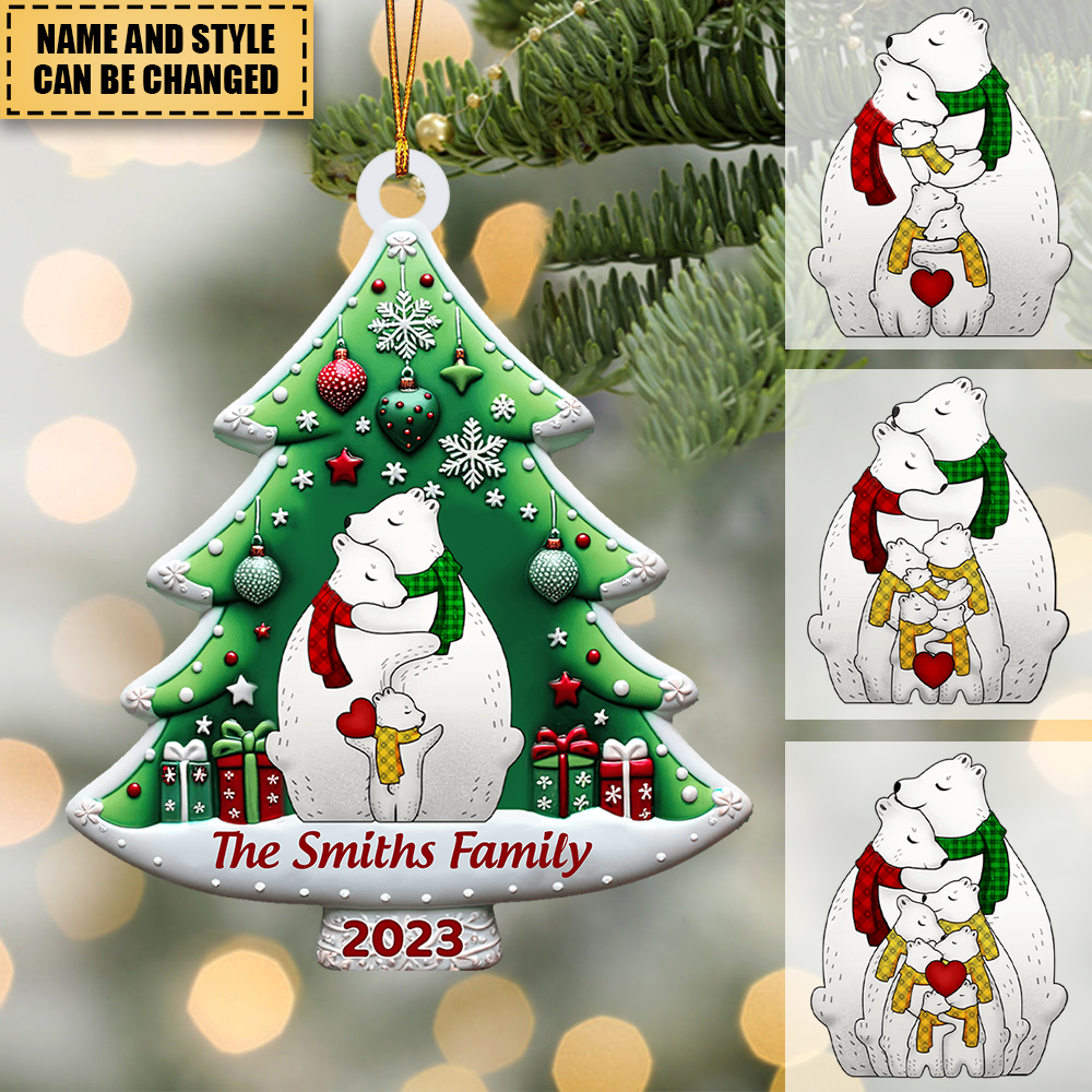 Chiristmas The Family Bear Personalized Acrylic Ornament