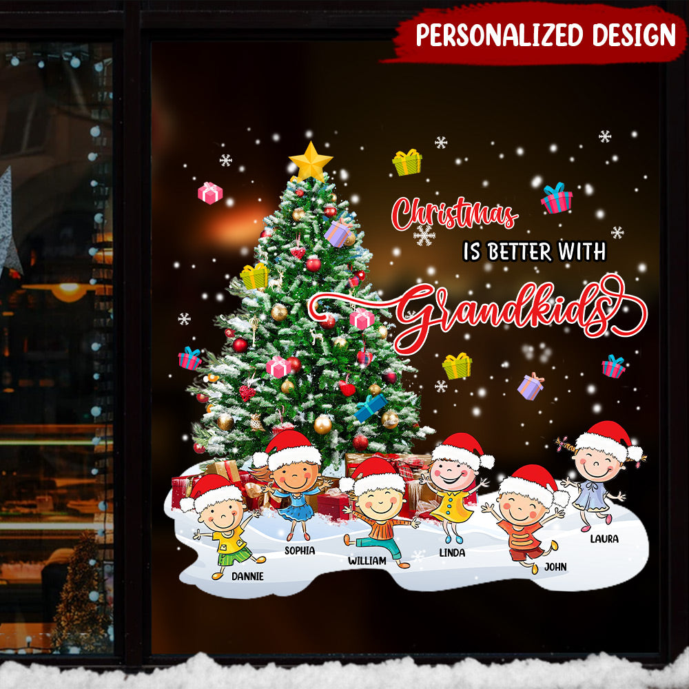 Gifts For Nana- Mom, Christmas Is Better With Cute Grandkids Personalized Sticker Decal