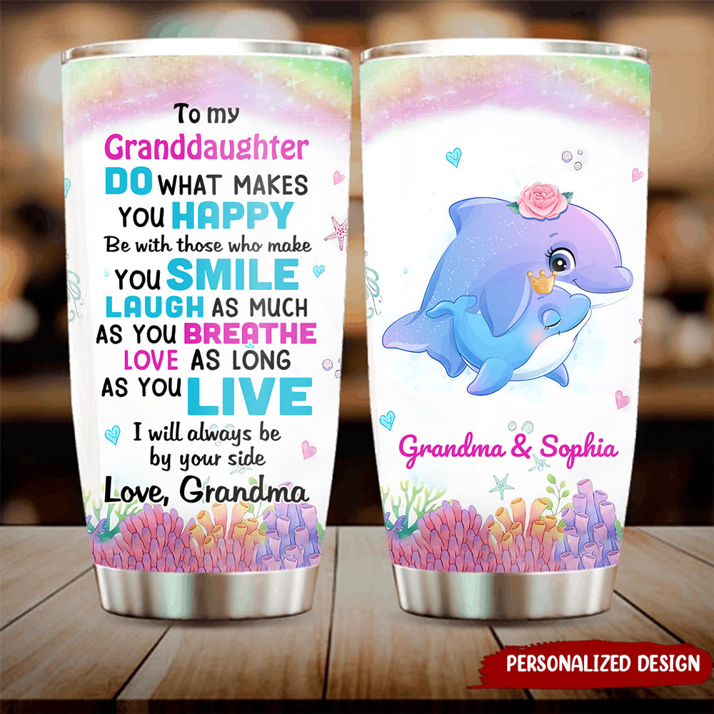Granddaughter Grandson Sea Animals Personalized Glitter Tumbler