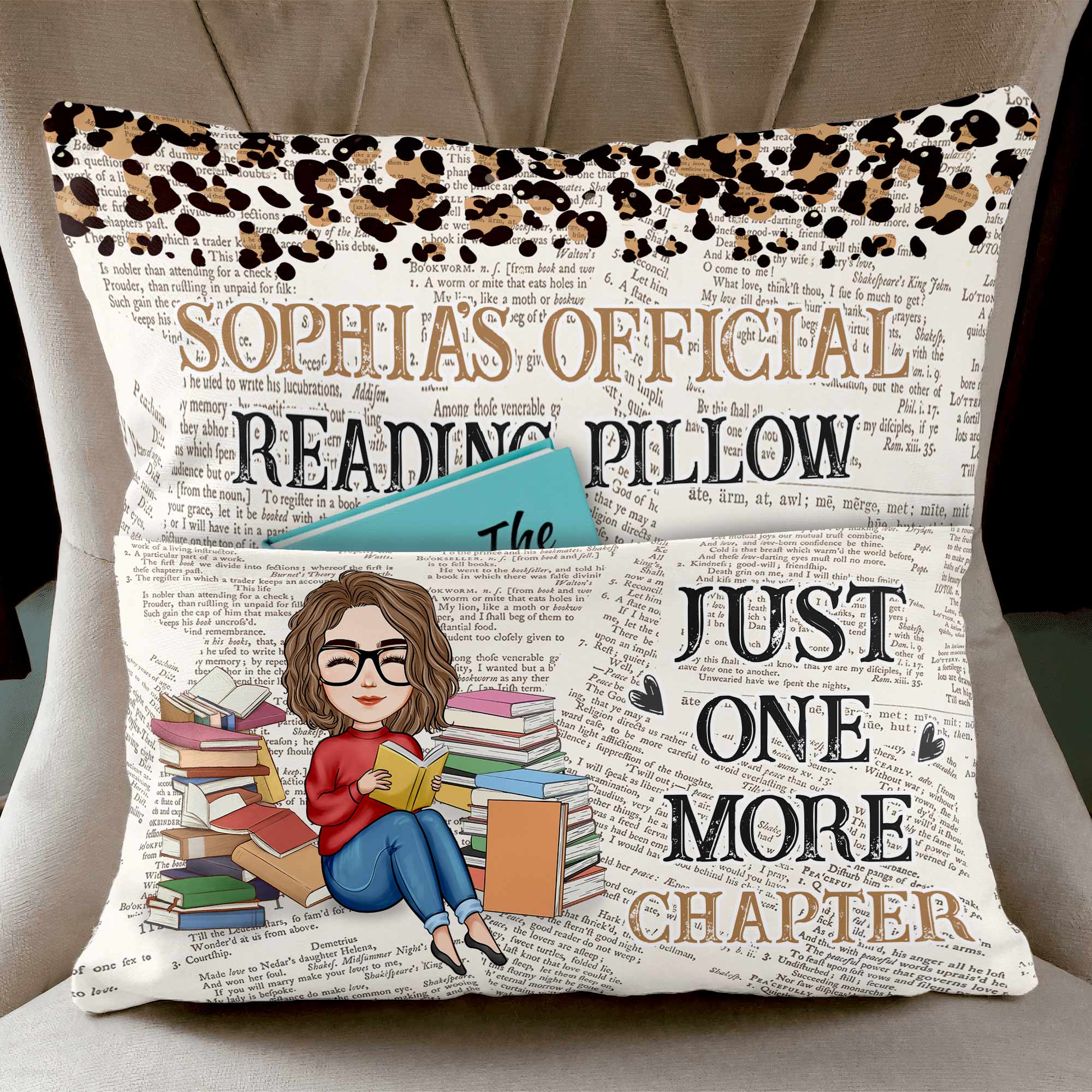 Just One More Chapter - Personalized Pocket Pillow