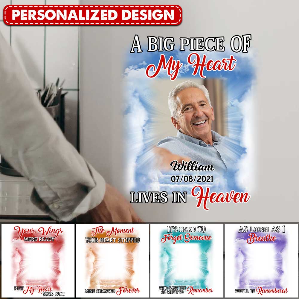 Memorial Upload Photo Gifts, A Big Piece Of My Heart Lives In Heaven Personalized Sticker Decal
