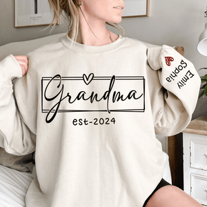 Grandma Est.2024 - Personalized Custom Sleeve Printed Sweater