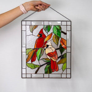 🎉Mother's Day Pre-sale -  Cardinal Stained Glass Window Panel