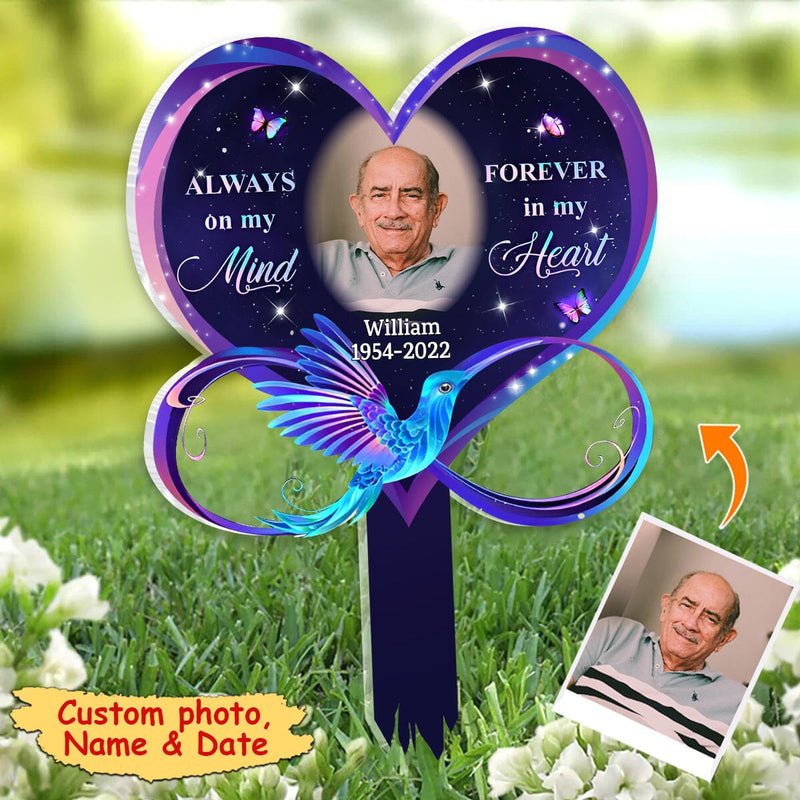Personalized acrylic plaque stake memorial custom photo - Always on my mind Forever in my heart