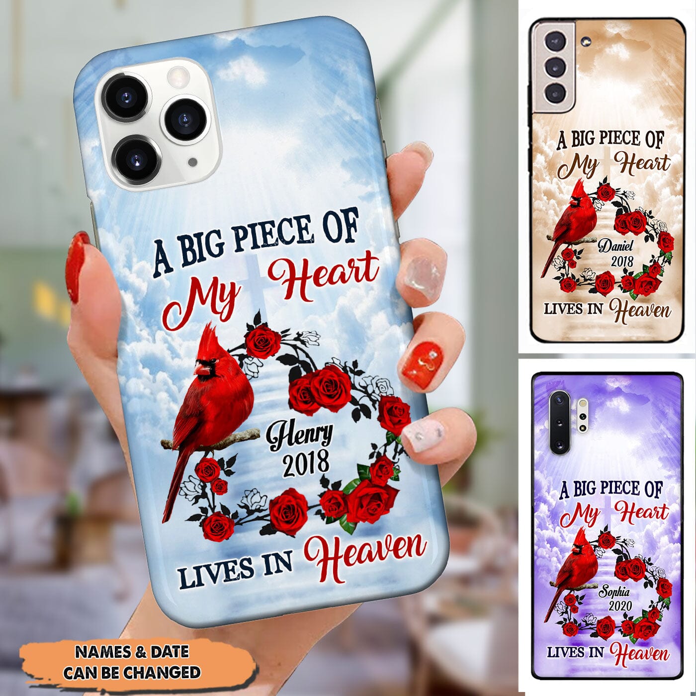 A Big Piece Of My Heart Lives In Heaven Cardinal Personalized Phone Case