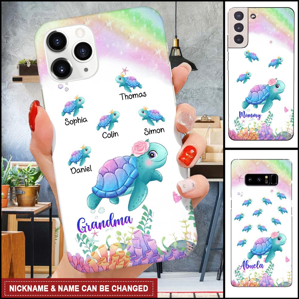 Turtle Grandma With Grandkids Personalized Phone Case