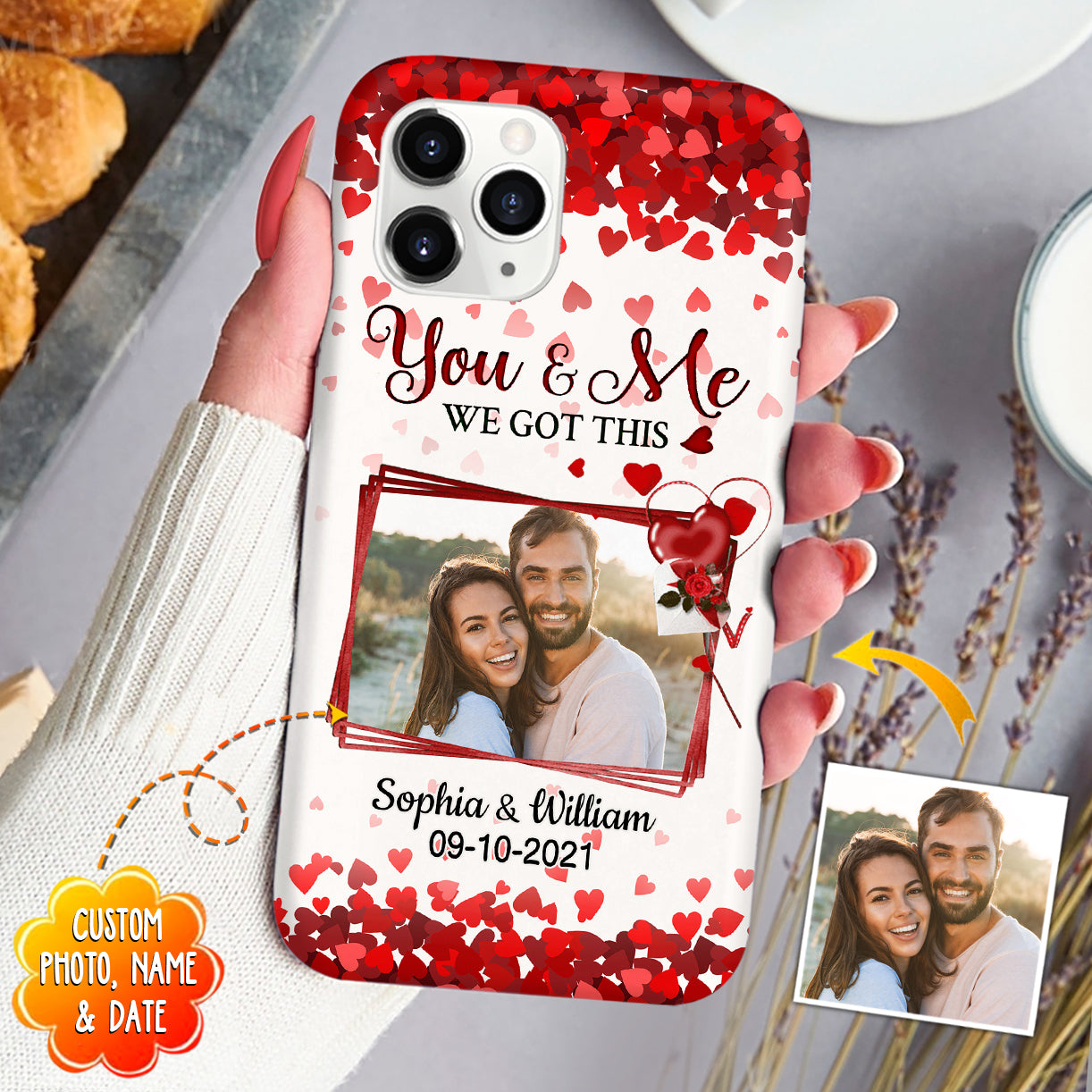 Sweet Valentine Upload Couple Photo, You & Me We Got This Personalized Phone Case