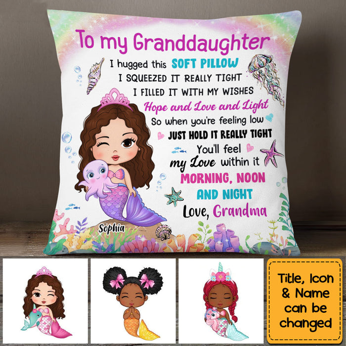 Personalized Gift To My Granddaughter Mermaid Hug This Pillow