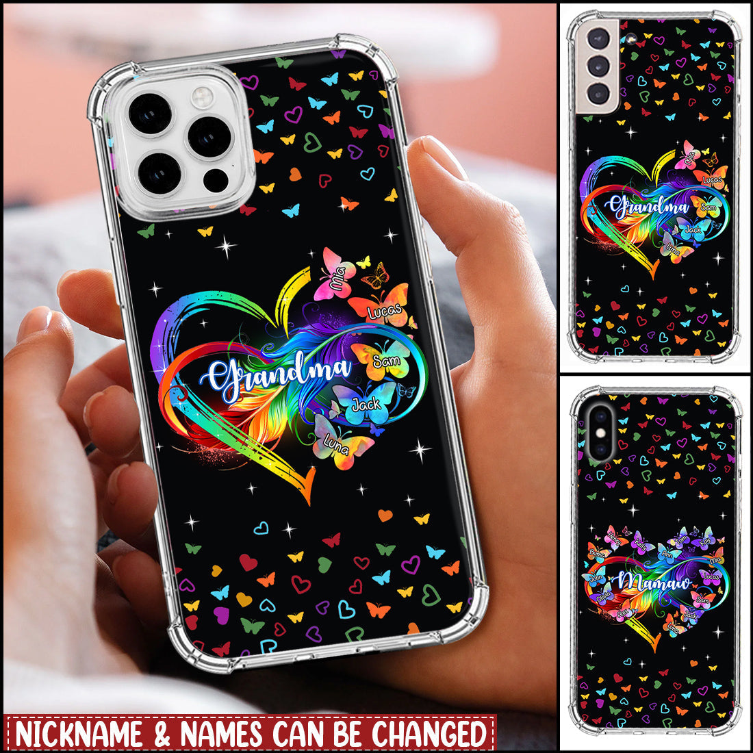 Personalized Grandma Mom Heart Infinity Butterfly Mother's Day Gift Space Phone case