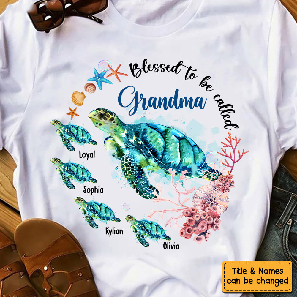 Personalized Blessed To Be Called Grandma Turtle Shirt