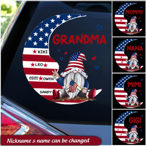 Personalized Grandma Mom dwarf Moon American Flag Decal