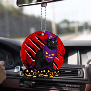 Black Cat Witch Halloween Pumpkin Car Hanging Decorative Ornament
