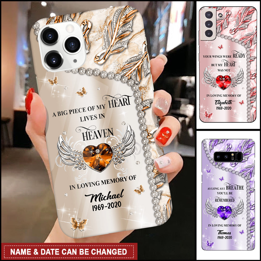 Sparkling Feather Memorial Gift Personalized Glass Phone Case