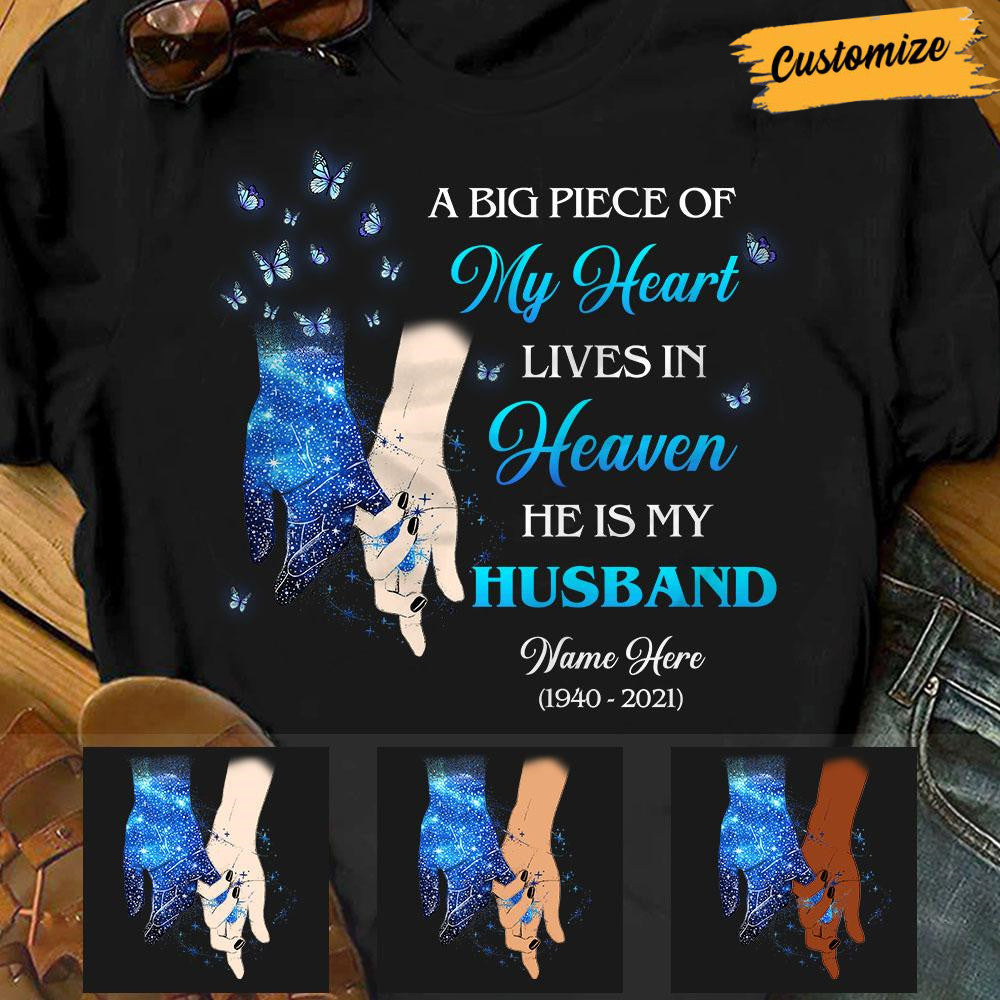 Personalized Couple Memorial My Heart In Heaven T Shirt
