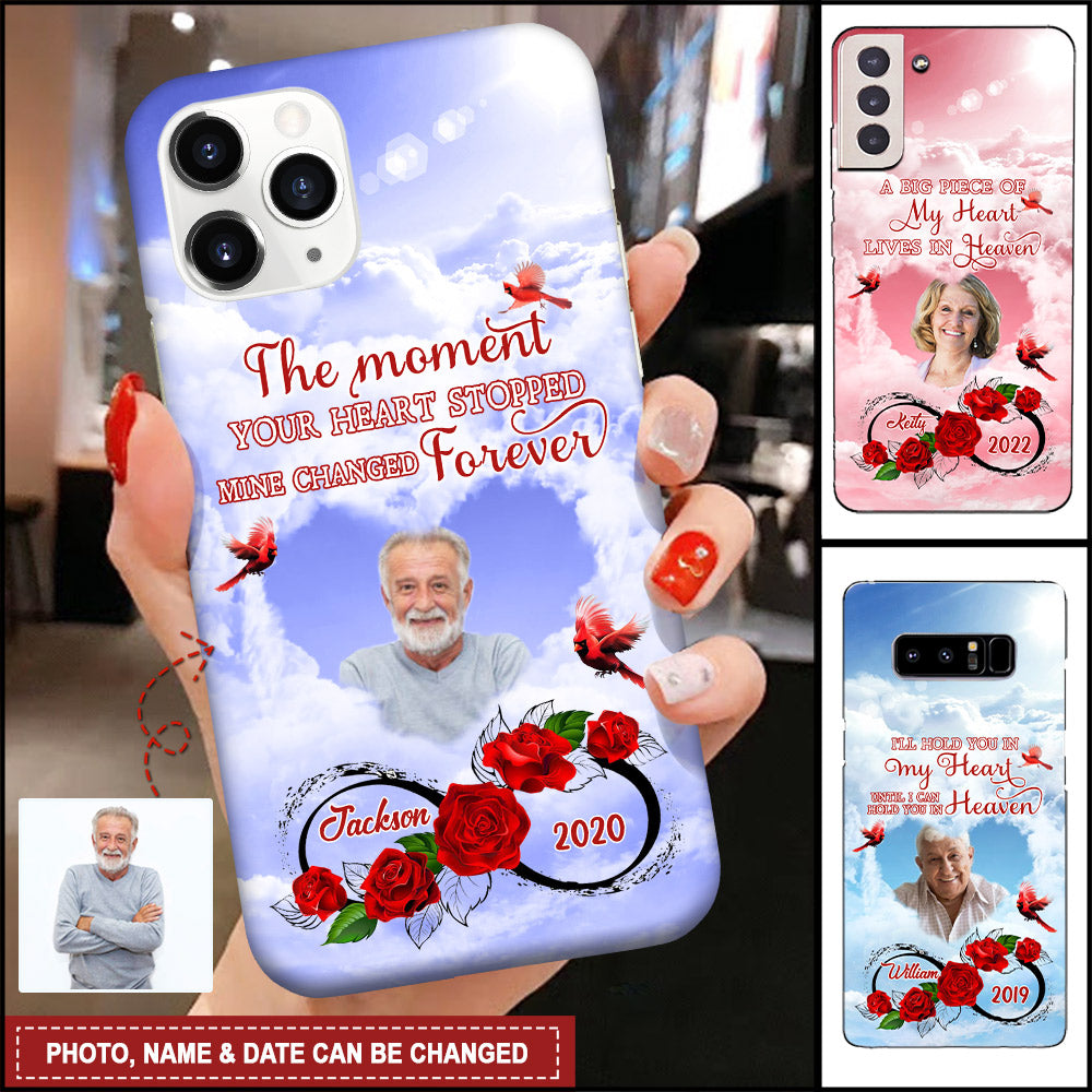 Upload Photo Family Loss Heaven Heart Infinity Rose Cardinal Memorial Gift Personalized Phone case