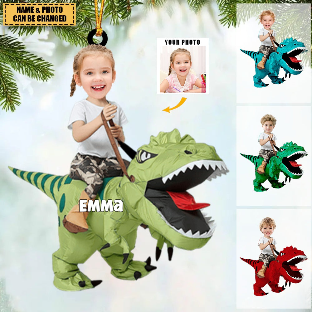 Gift For Kids, Personalized Acrylic Ornament, Dinosaur Image Custom Ornament, Christmas Gift