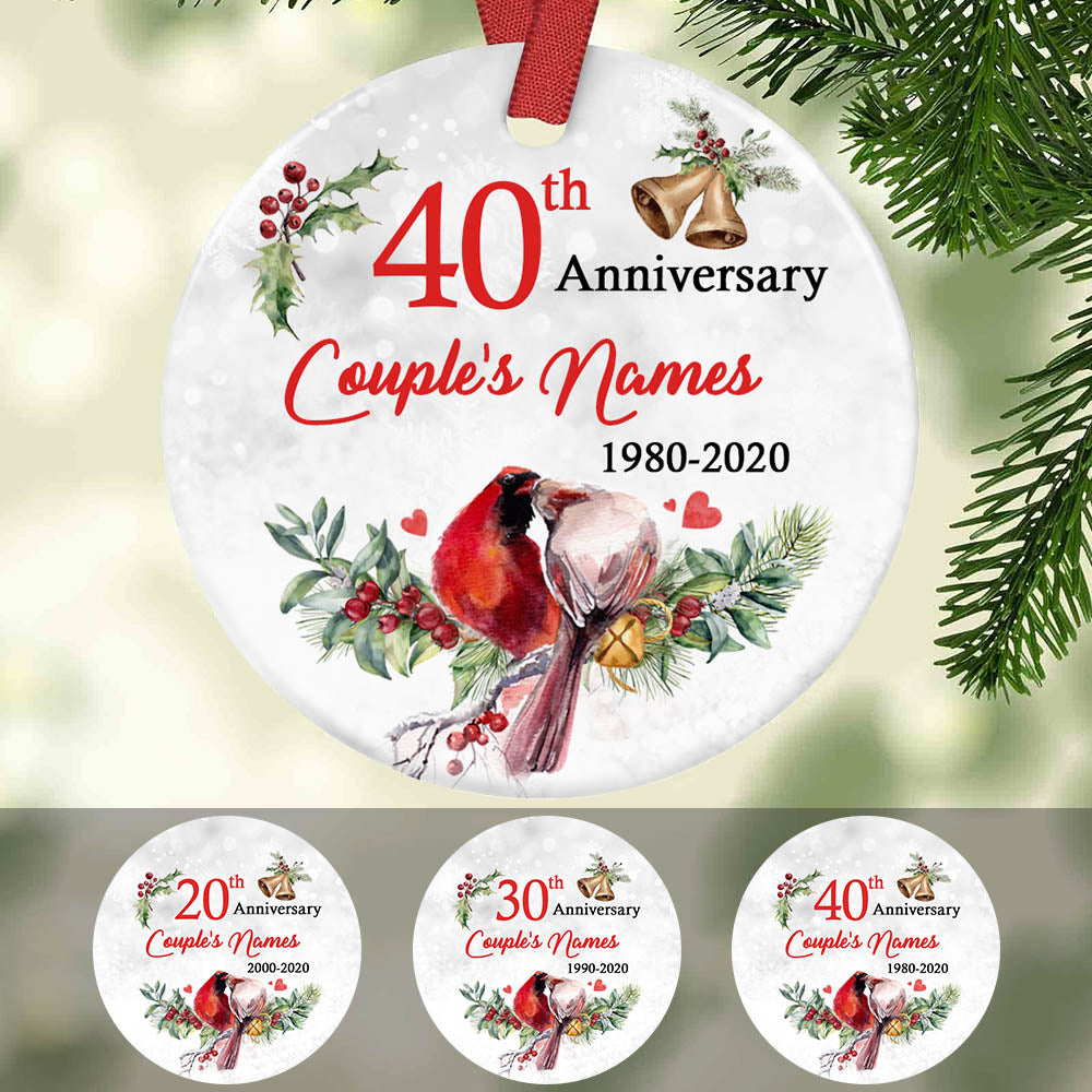 Personalized Wedding Anniversary Cardinals Ornament