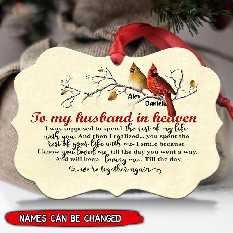 Personalized Memorial Christmas To My Husband In Heaven Wooden Ornament