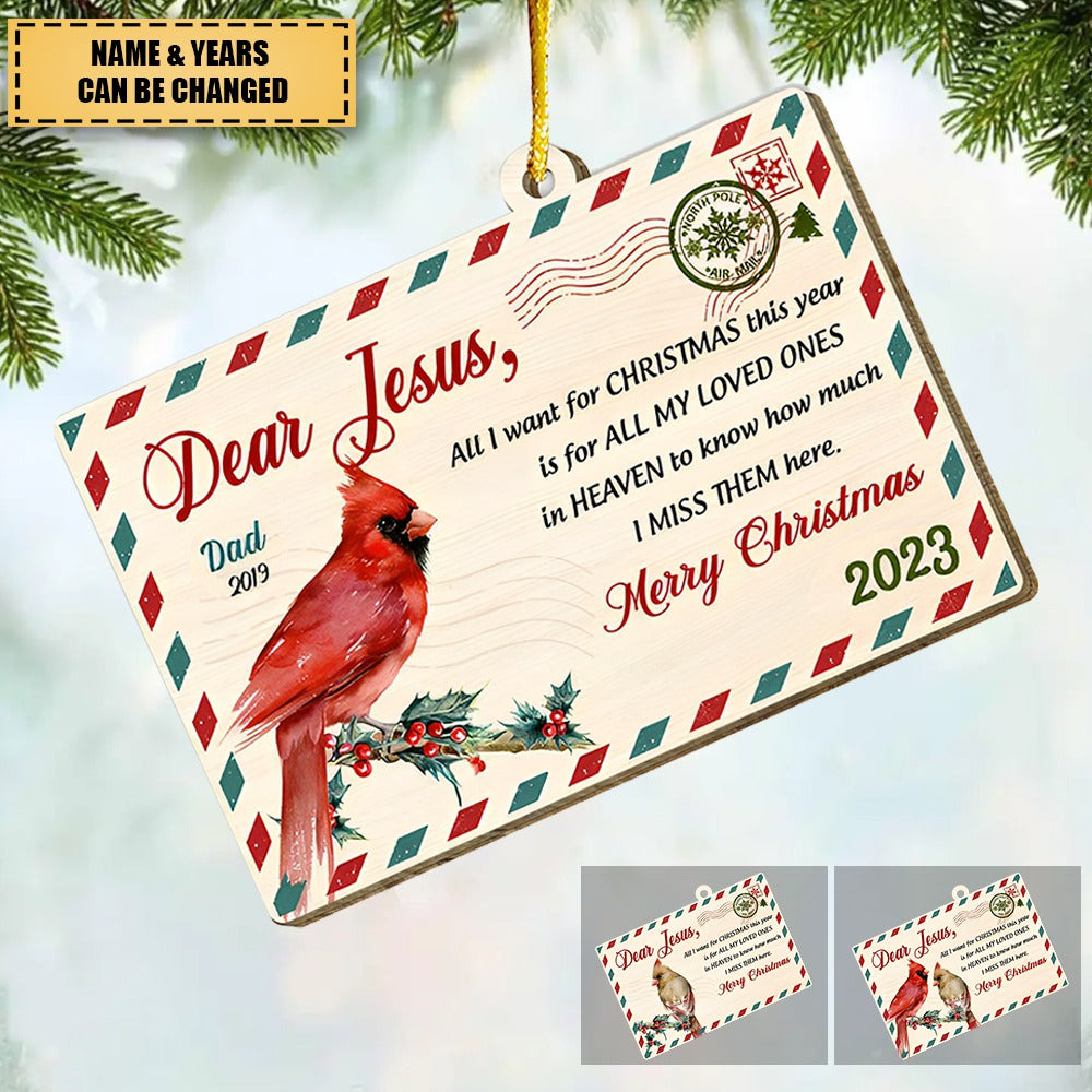 Letter For Jesus All My Loved Ones In Heaven Memorial Ornament
