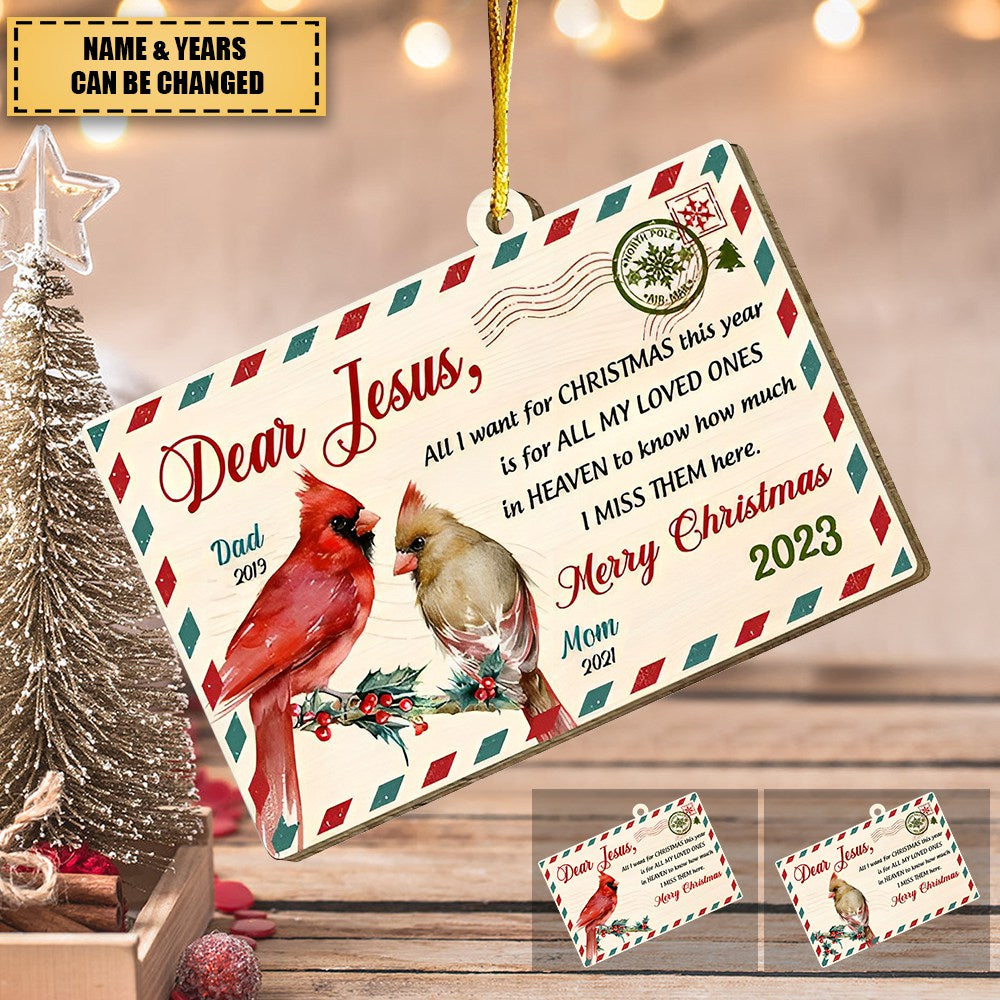 Letter For Jesus All My Loved Ones In Heaven Memorial Ornament