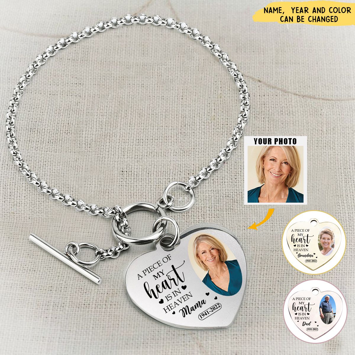 A Piece Of My Heart - Personalized Photo Heart Bracelet