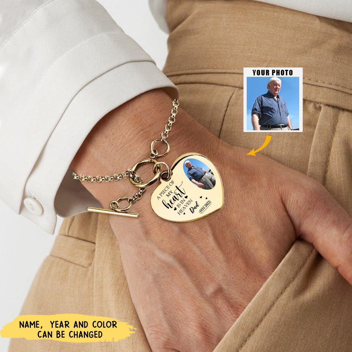 A Piece Of My Heart - Personalized Photo Heart Bracelet