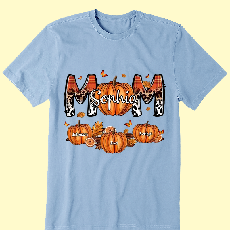 Mom Patterned Pumpkins Fall Season Personalized Shirt