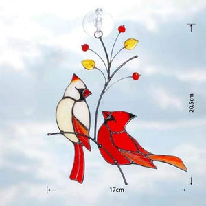 Last Day Special Sale 49% OFF-Pair of Cardinal bird stained ornament