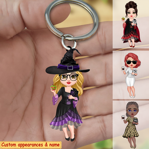Halloween Gift For Witch Lover Personalized Woman Keychain
