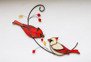Last Day Special Sale 49% OFF-Pair of Cardinal bird stained ornament
