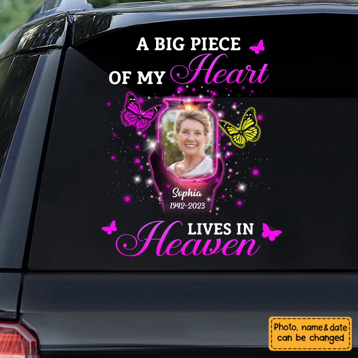 Upload Photo Family Loss Butterflies In Heaven Memorial Gift Personalized Decal