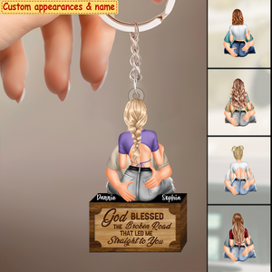 Gift For Couple - God Blessed The Broken Road Led Me Straight To You Personalized Keychain